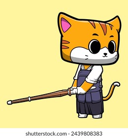 Cute Vector Cat Kendo Character