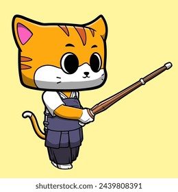 Cute Vector Cat Kendo Character