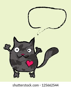 Cute vector cat in love