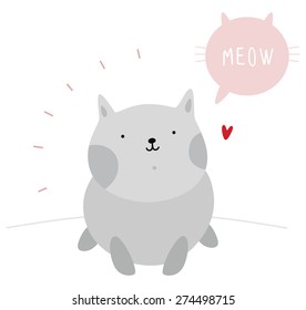 cute vector cat says meow