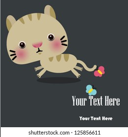 cute vector cat with text