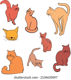 Cute vector cats in different poses