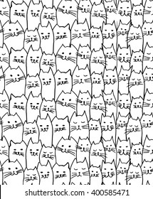 Cute vector cats seamless pattern. 