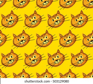 Cute vector cats seamless pattern. Cat pattern. Funny doodle wallpaper