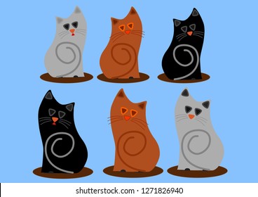 cute vector cats stay in order