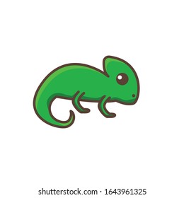 cute vector chameleon with outline style