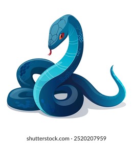 Personagem vetorial bonito em estilo cartoon. Ilustração colorida de uma cobra venenosa isolada sobre um fundo branco. Réptil desenhado à mão. Habitante do zoológico.