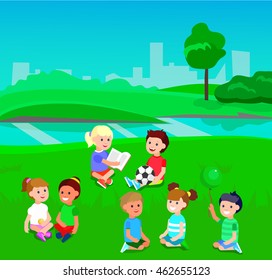 Cute vector character child. Vector for Education and kid development. Banner for the kindergarten or children club