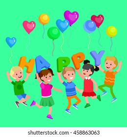 Cute vector character child play. Vector for Celebration children day