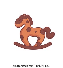 cute vector character children's toy rocking horse. isolated white background. illustration design for t-shirt graphics, stickers, posters, books and other uses