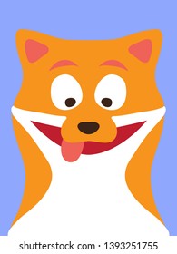 cute vector character of a Fox with his tongue hanging out in cartoon style - funny illustration