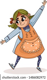 Cute vector character girl, culinary and garden work illustration.