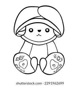 Cute Vector Character in Minimal Line Art Drawing