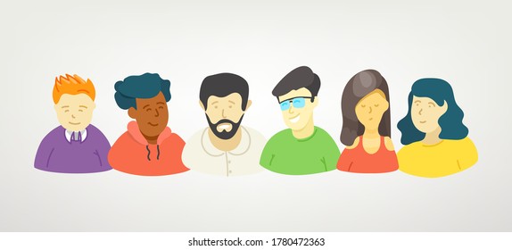 Cute vector character set. Men and women