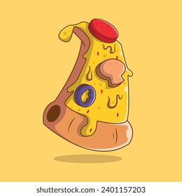 Cute vector cheese pizza character