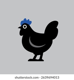 Cute vector chicken with big eyes, simple design, great for kids' projects and decor.