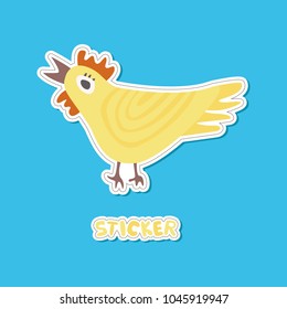 Cute vector chicken, bird. It can be used for stickers, patches, textiles, paper. Colorful animal illustration for your design and printing.