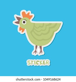 Cute vector chicken, bird. It can be used for stickers, patches, textiles, paper. Colorful animal illustration for your design and printing.