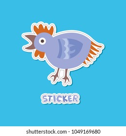 Cute vector chicken, bird. It can be used for stickers, patches, textiles, paper. Colorful animal illustration for your design and printing.