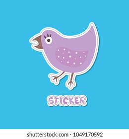 Cute vector chicken, bird. It can be used for stickers, patches, textiles, paper. Colorful animal illustration for your design and printing.