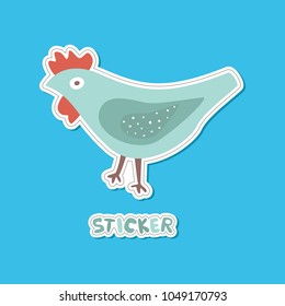 Cute vector chicken, bird. It can be used for stickers, patches, textiles, paper. Colorful animal illustration for your design and printing.