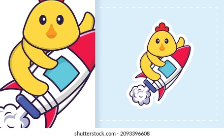 Pollo vector lindo. Se puede usar para pegatinas, parches, textiles, papel. Ilustración del vector