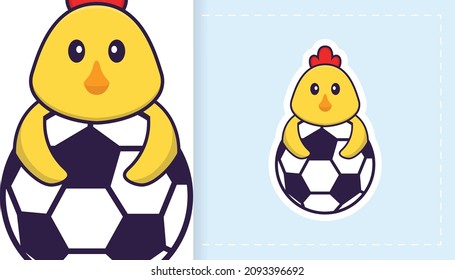 Cute vector chicken. Can be used for stickers, patches, textiles, paper. Vector illustration