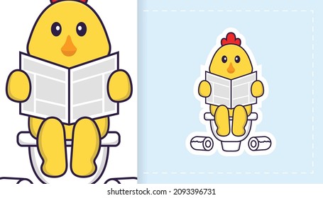 Pollo vector lindo. Se puede usar para pegatinas, parches, textiles, papel. Ilustración del vector