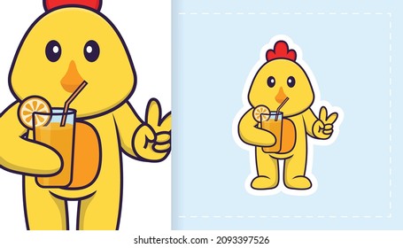 Pollo vector lindo. Se puede usar para pegatinas, parches, textiles, papel. Ilustración del vector