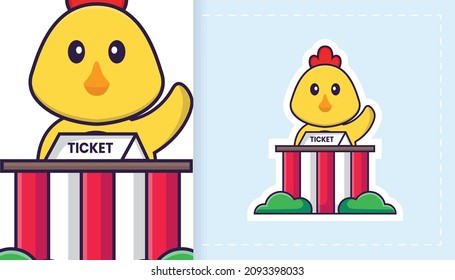 Cute vector chicken. Can be used for stickers, patches, textiles, paper. Vector illustration