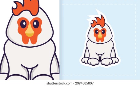 Pollo vector lindo. Se puede usar para pegatinas, parches, textiles, papel. Ilustración del vector