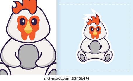 Pollo vector lindo. Se puede usar para pegatinas, parches, textiles, papel. Ilustración del vector