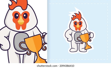 Pollo vector lindo. Se puede usar para pegatinas, parches, textiles, papel. Ilustración del vector