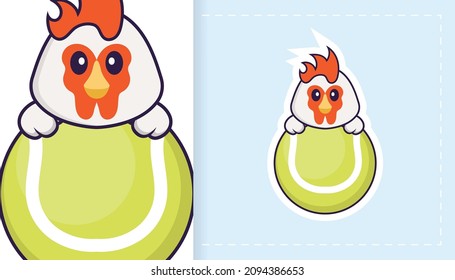 Cute vector chicken. Can be used for stickers, patches, textiles, paper. Vector illustration