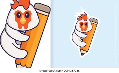Cute vector chicken. Can be used for stickers, patches, textiles, paper. Vector illustration