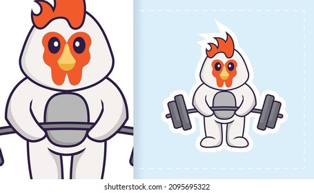 Cute vector chicken. Can be used for stickers, patches, textiles, paper. Vector illustration