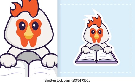 Pollo vector lindo. Se puede usar para pegatinas, parches, textiles, papel. Ilustración del vector
