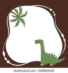 Marco infantil de Vector lindo con brachiosaurus
