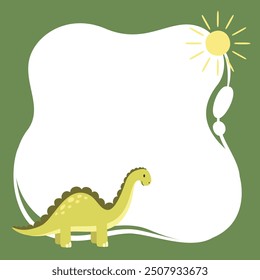 Cute vector childish frame with dinosaur