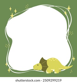 Cute vector childish frame with triceratops