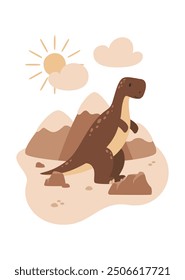 Cute vector childish illustration with T-Rex