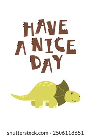 Cute vector childish illustration with triceratops