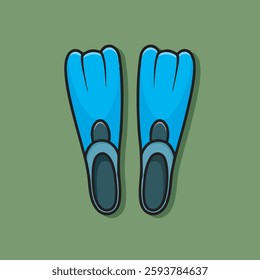 Cute vector children's illustrations of diving flippers, Q-version vector cartoon illustrations 