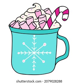 Cacao navideño con malvaviscos y langostinos