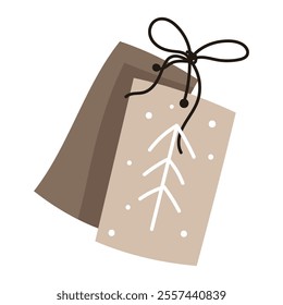 Cute, vector, Christmas gift tag. No plastic. Christmas, New Year gift. Sale shopping concept. Parcel. Vector flat illustration