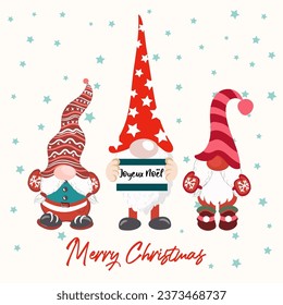 Cute vector Christmas gnomes card 