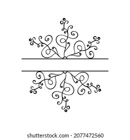 Cute Vector Christmas Hand drawn split vintage scandinavian snowflake. Xmas decorative design element in retro style, isolated winter illustration.