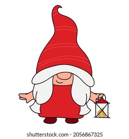 Cute Vector Christmas illustration. Christmas gnome clipart. Vector illustration of baby Xmas gnome for nursery room decor, posters, greeting cards and party invitations. Gnome illustration. svg