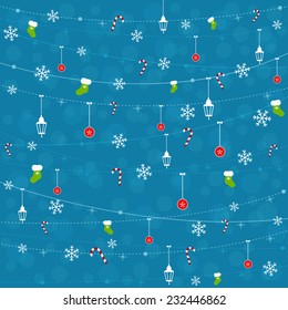 Cute vector christmas and new year blue background