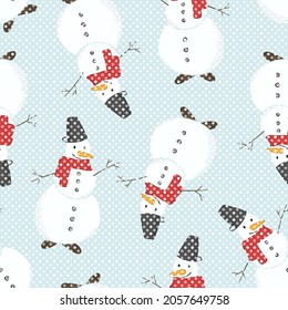 Cute vector Christmas pattern with Snowmen